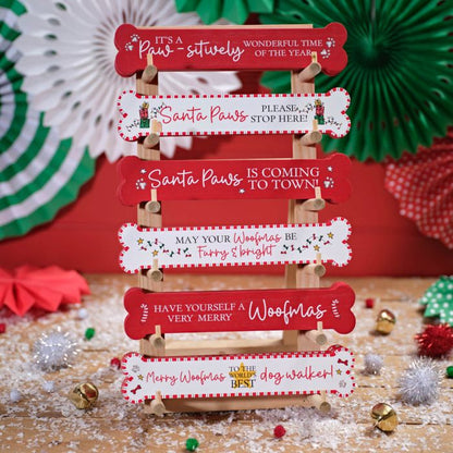Bone Shaped Dog Christmas Signs Assorted