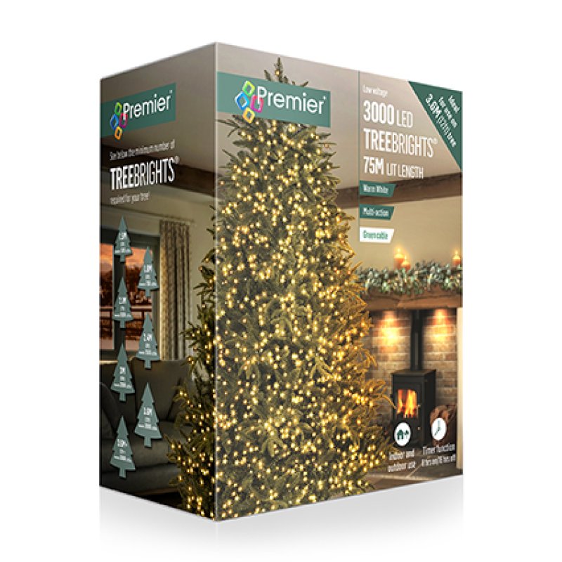 Premier 3000 Warm White LED Treebrights Christmas String Lights