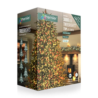 Premier 3000 Red and Warm White LED Treebrights Christmas String Lights