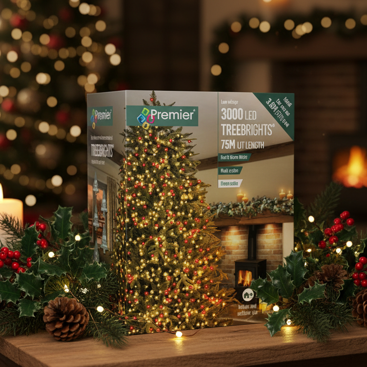 Premier 3000 Red and Warm White LED Treebrights Christmas String Lights