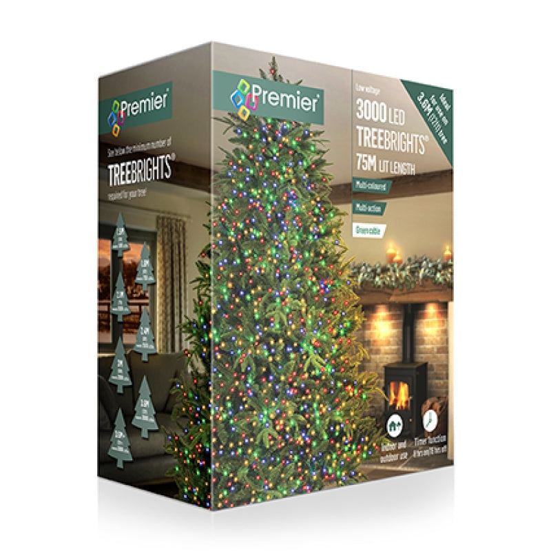 Premier 3000 Multi Colour LED Treebrights Christmas String Lights
