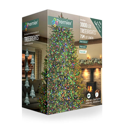 Premier 3000 Multi Colour LED Treebrights Christmas String Lights