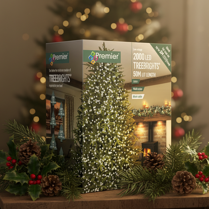 Premier TreeBrights 2000 White LED Christmas String Lights
