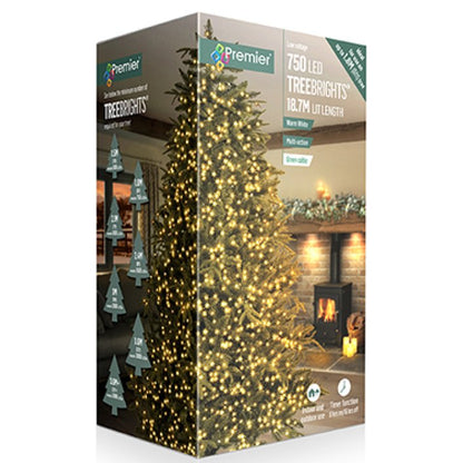 Premier 750 LED tree lights, shown in its retail packaging box.