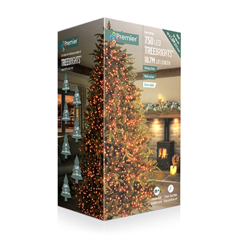 Premier 750 LED tree lights in retail packaging box