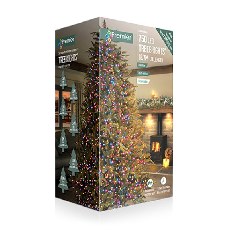 Premier 750 LED tree lights in a retail packaging box