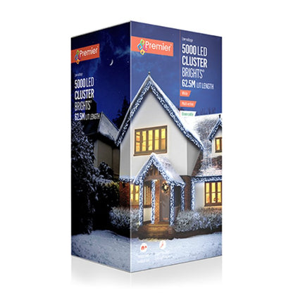 Premier 5000 White LED Cluster Brights Christmas Lights
