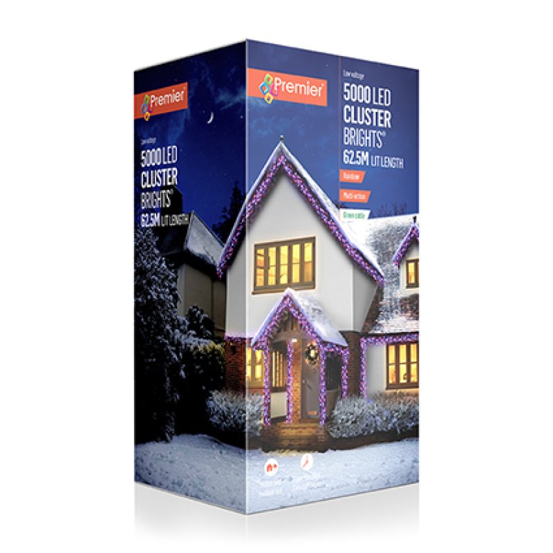 Premier 5000 Rainbow LED Cluster Brights Christmas Lights