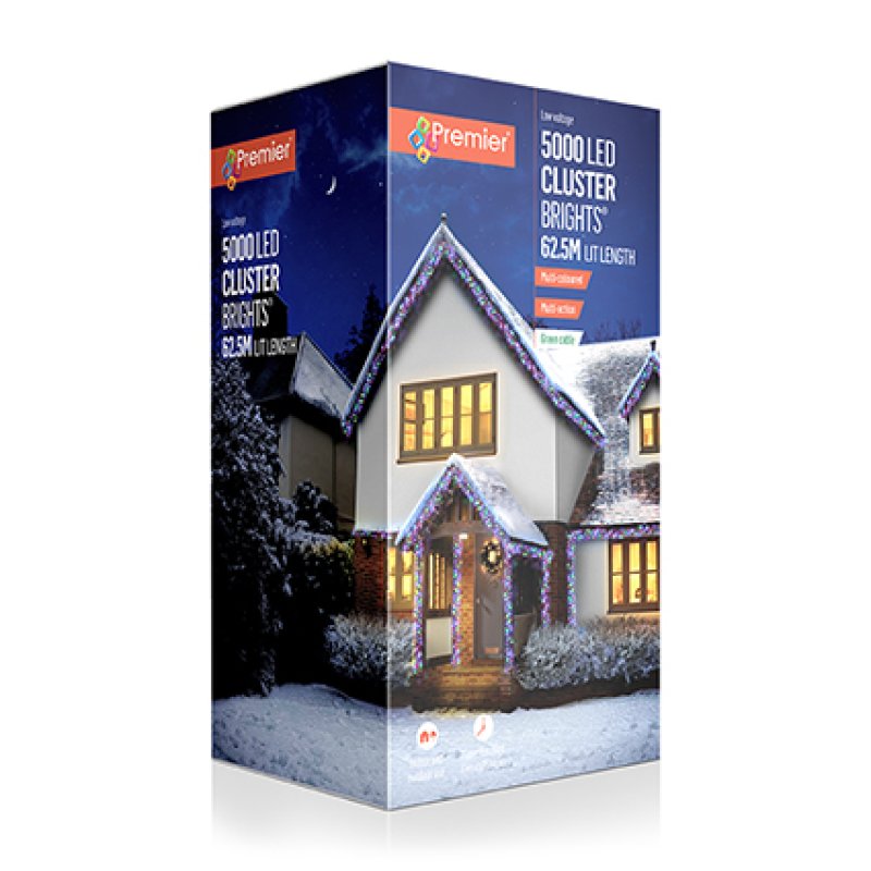 Premier 5000 Multi Coloured LED Cluster Brights Christmas Lights