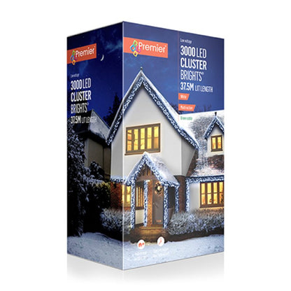 Premier 3000 White Cluster Brights LED Christmas Lights