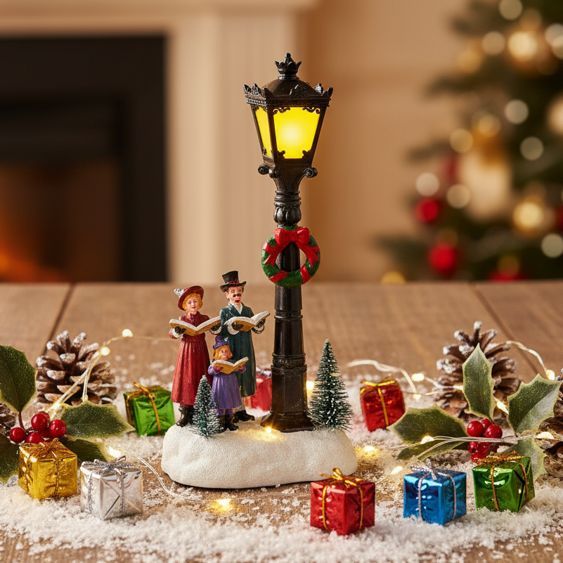 Christmas Choir Lamp Post Scene Lit Decoration