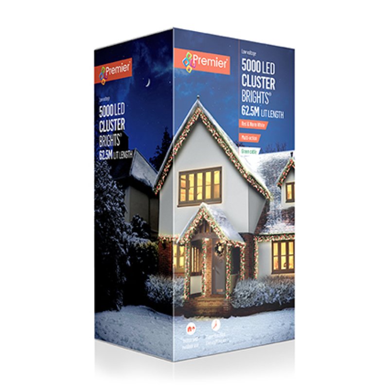 Premier 5000 Red and Warm White LED Cluster Brights Christmas Lights