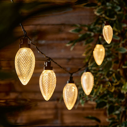 10 Warm White Large Pine Cone Connectable String Lights