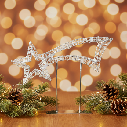 Silver Twinkling Table Top Shooting Star Christmas Decoration