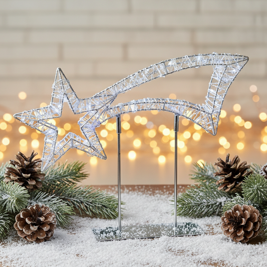 Silver Twinkling Table Top Shooting Star Christmas Decoration