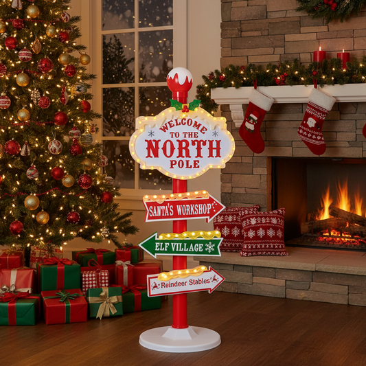 Welcome to the North Pole Light Up Christmas Sign