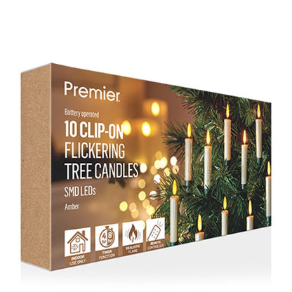 Set of 10 Clip on LED Christmas Candles