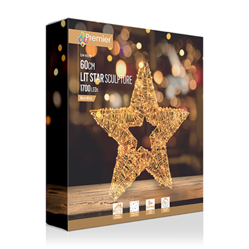 Rose Gold Star with Twinkling Warm White LEDs