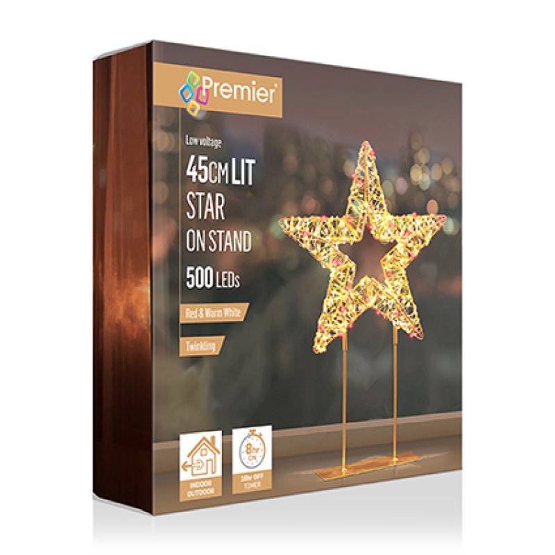 Gold Star Twinkling LED Table Top Christmas Decoration