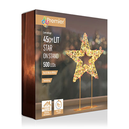Gold Star Twinkling LED Table Top Christmas Decoration