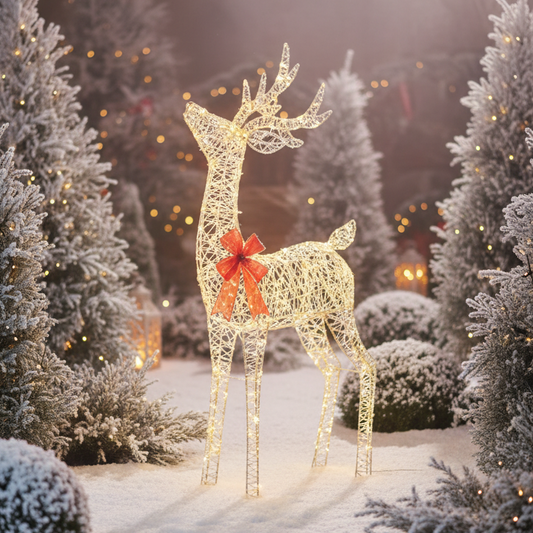1.3m LED Golden Elegance Twist Tall Standing Reindeer