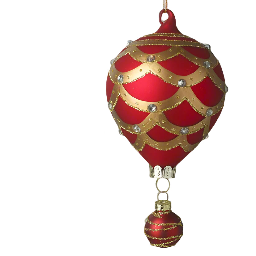 Red and Gold Glass Air Balloon Christmas Tree  Decoration