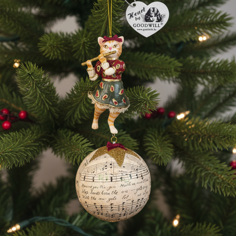 Goodwill Parade Musical Cat Christmas Ornament