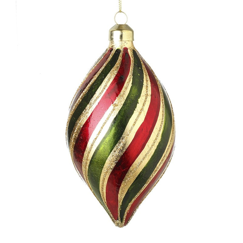 Striped Glass Finial Christmas Bauble