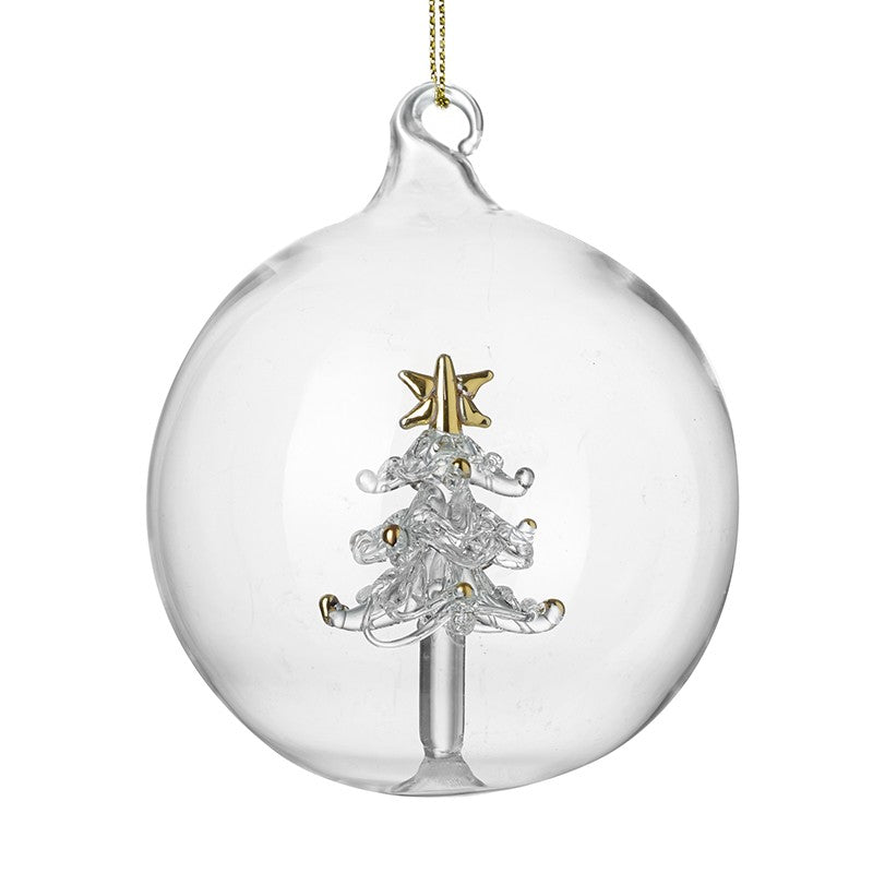 Glass Christmas Bauble with Tree Inside