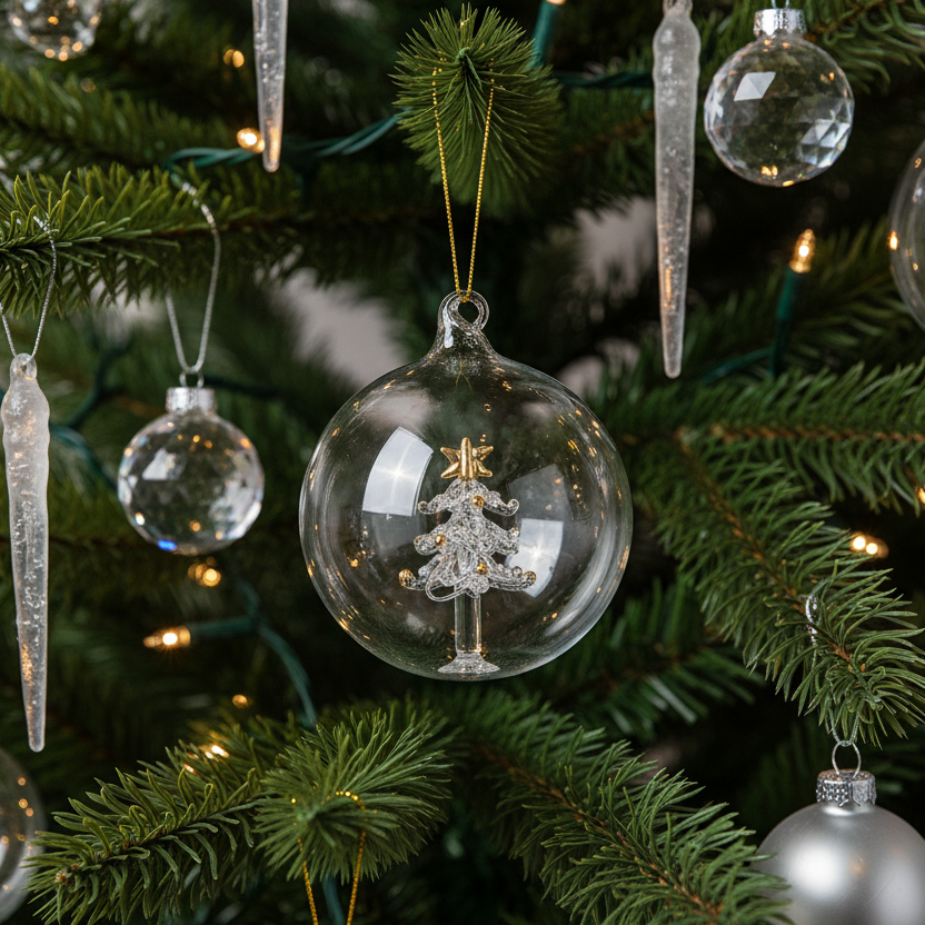 Glass Christmas Bauble with Tree Inside