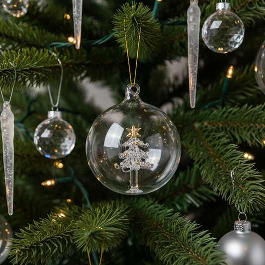 Glass Christmas Bauble with Tree Inside