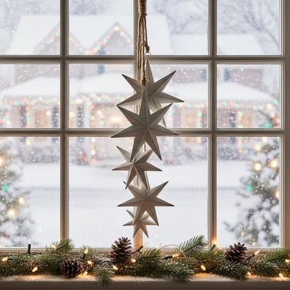 Hanging White Christmas Star Bunch