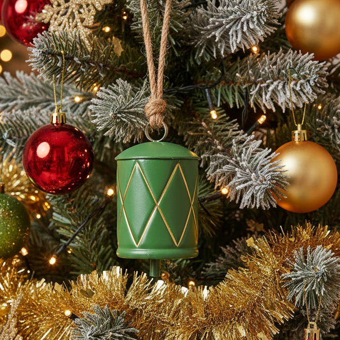 Small Green Metal Christmas Bell