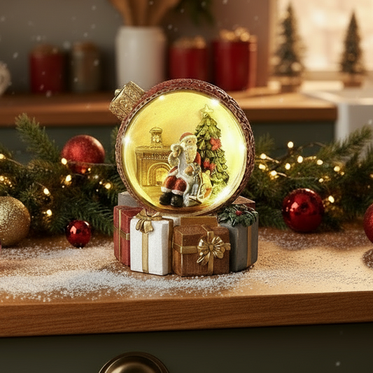Santa in a Bauble Christmas LED Ornament