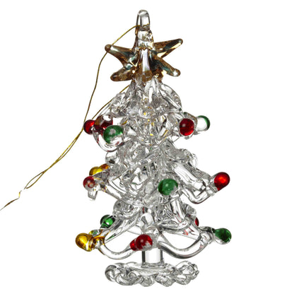 Glass Christmas Tree with Colour Baubles Hanging Ornament