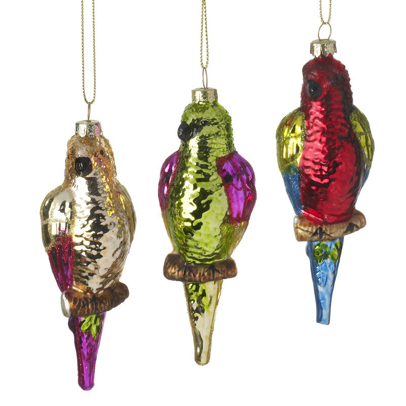 Colourful Parrot Glass Christmas Tree Decoration