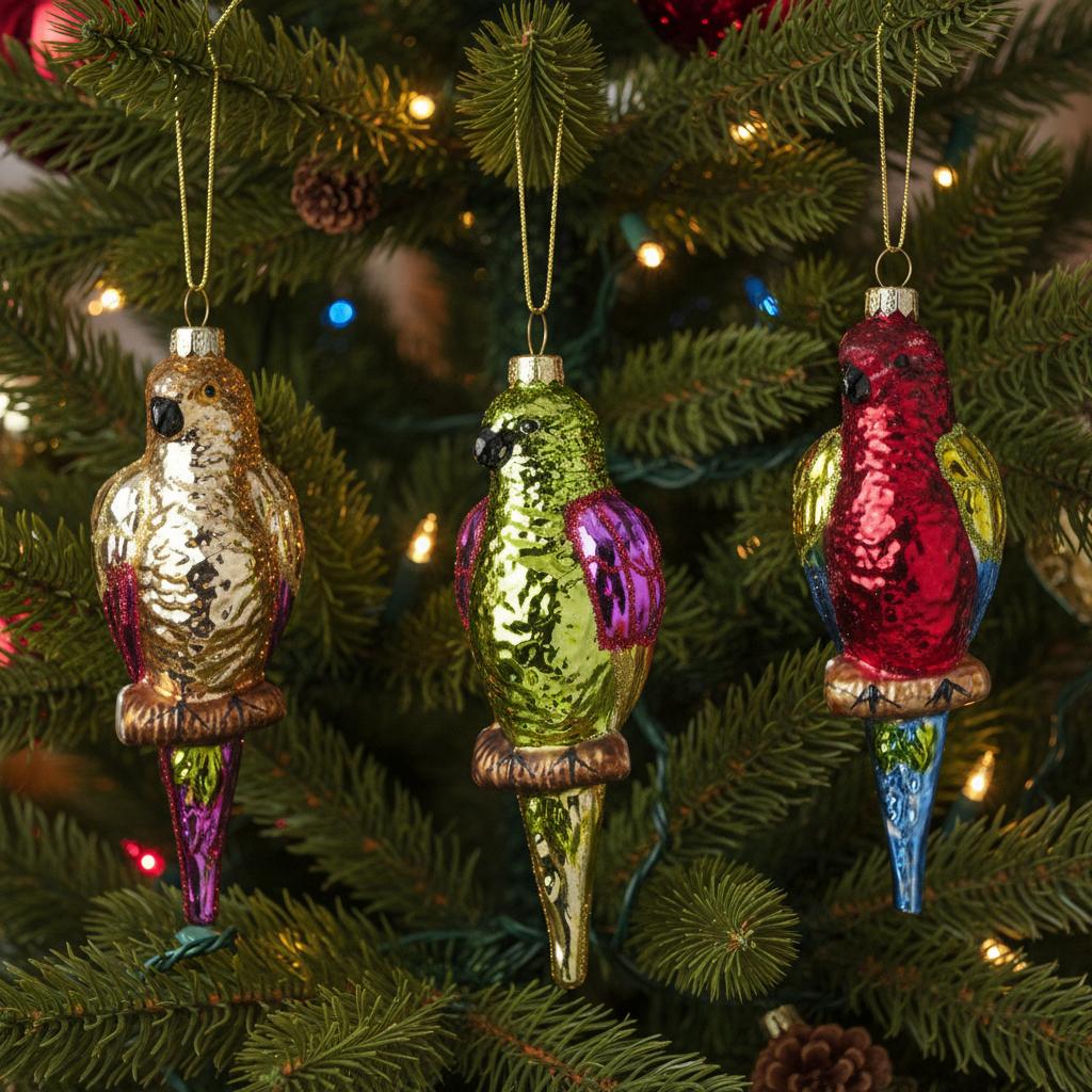 Colourful Parrot Glass Christmas Tree Decoration