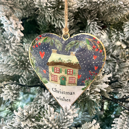 Christmas Metal Cottage Heart Hanger