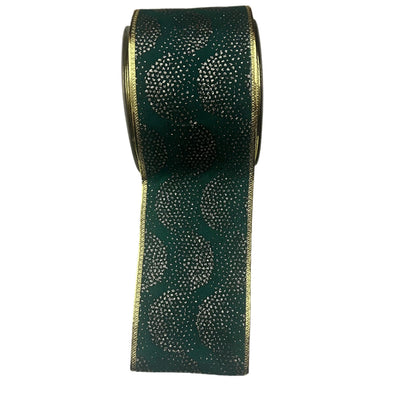 Dark Green Pattern Christmas Ribbon 5m