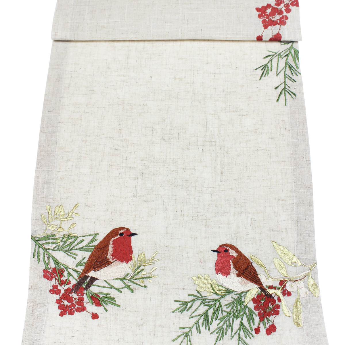Frosted Feather Christmas Table Runner by Peggy Wilkins
