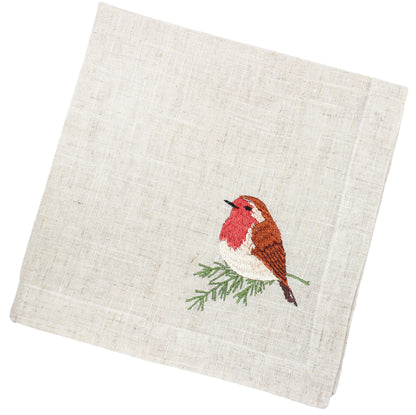 Frosted Feather Christmas Napkins set of 4 by Peggy Wilkins