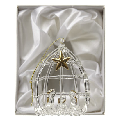 Glass Nativity Scene Hanging Christmas Tree Decoration
