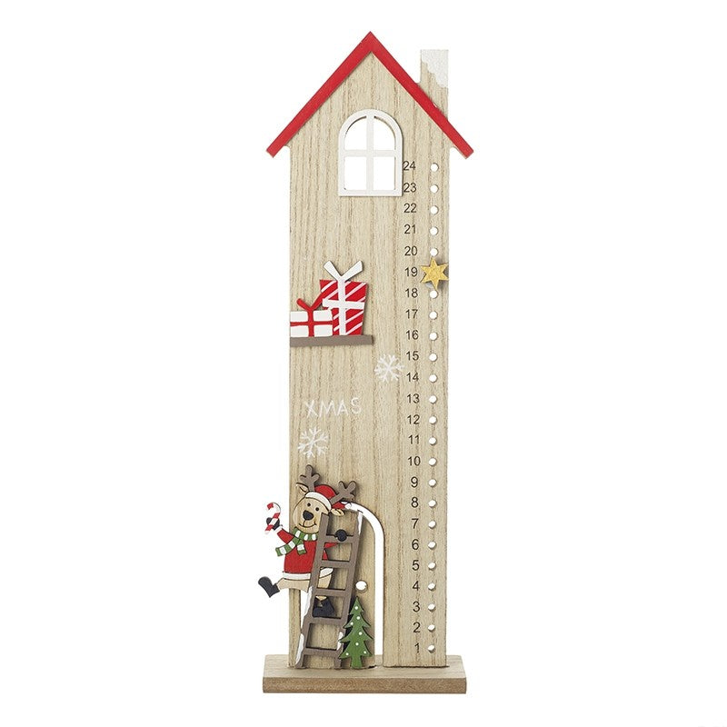 Wooden Tall House Christmas Countdown Advent Decoration