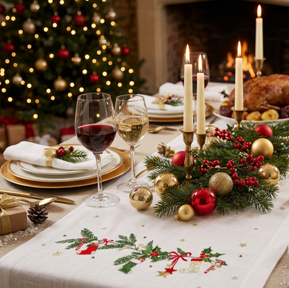 Kissing Bough Christmas Table Runner by Peggy Wilkins