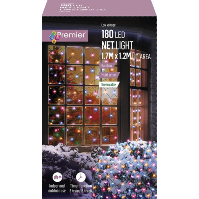 Premier 1.7m x 1.2m Rainbow Christmas  Net Lights