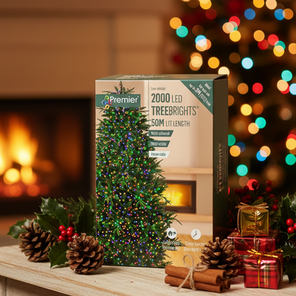 Premier TreeBrights 2000 Multi Colour LED Christmas String Lights