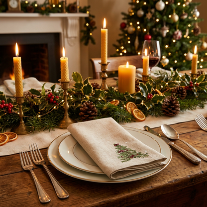 Little Tree Beige Christmas Napkins Set of 4 by Peggy Wilkins