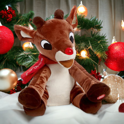Lit Musical Plush Animated Rudolph the Reindeer Christmas Decoration
