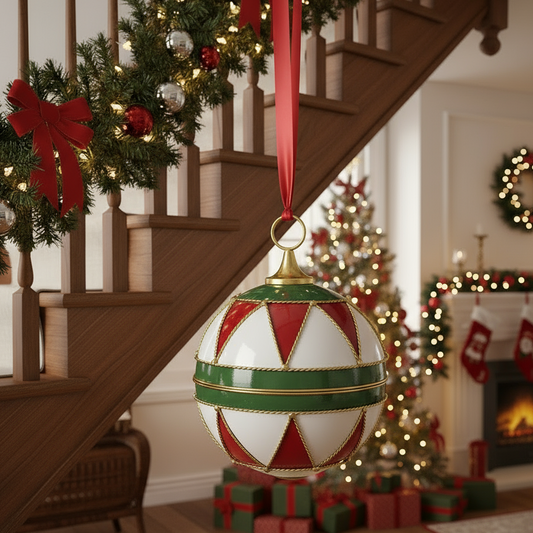 Large Red, Green, White and Gold Oversized Christmas Bauble