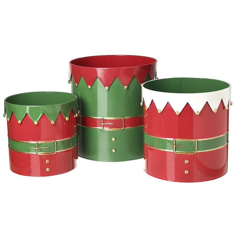 Elf Outfit Metal Christmas Containers